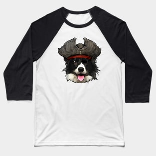 Border Collie Pirate Baseball T-Shirt